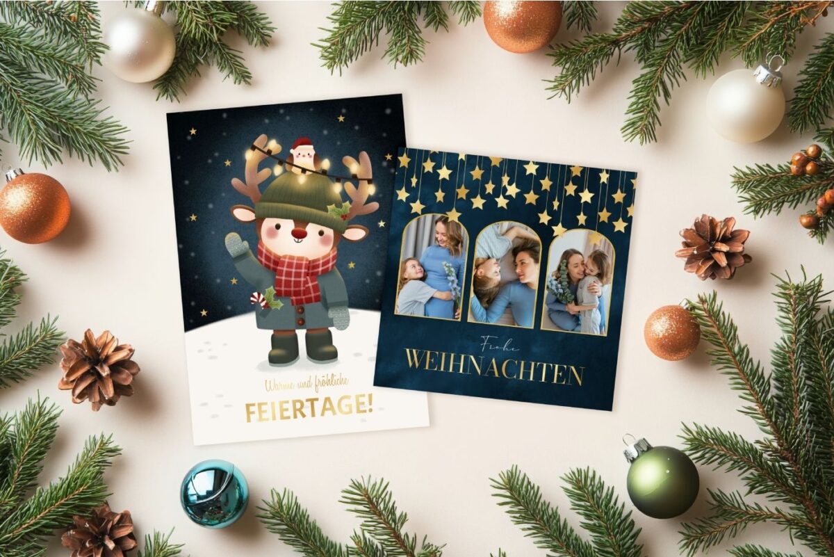 Weihnachtskarten selbst gestalten bei Send a Smile - mit und ohne Fotos